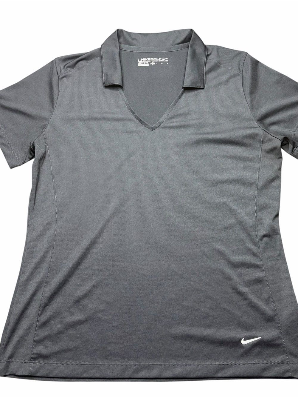 Nike Golf Dri Fit V Neck Polo Shirt Women’s L Black Embroidered Logo